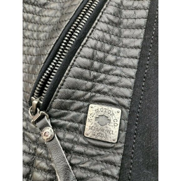 Harley Davidson Genuine Buffalo Hide Leather Full Zip Moto Jacket Black Women XL - Picture 7 of 9
